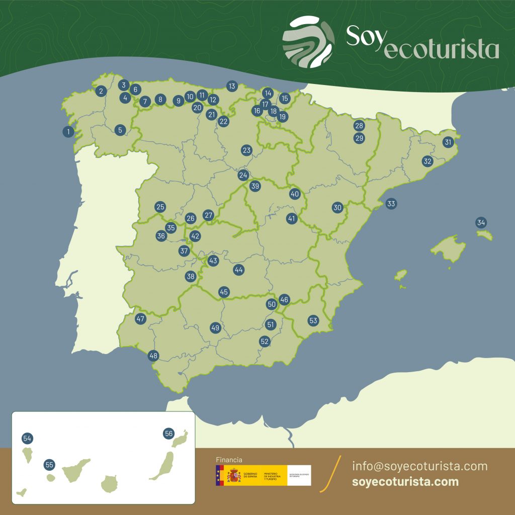 Mapa de destinos de la Asociación de Ecoturismo en España 2026